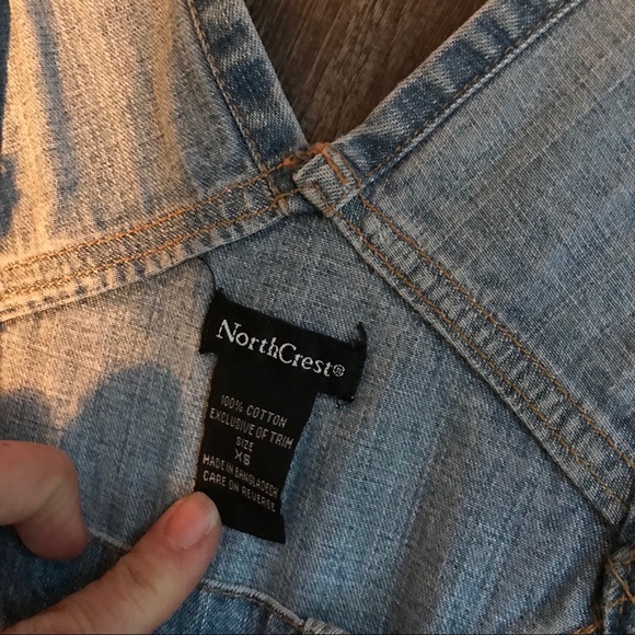 NorthCrest • denim cropped overalls - Picture 3 of 5